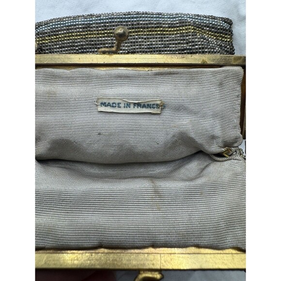 Antique Edwardian 1900s French Steel Mesh Purse Art Nouveau Silver Gold Tone - Picture 7 of 11